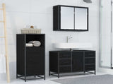 Bathroom Furniture Set 3 pcs Black Oak Engineered Wood 3402538