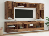TV Wall Cabinet Set with LED 6 pcs Old Wood Engineered Wood 3402995