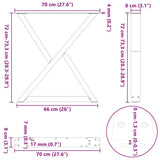 Dining Table Legs 2 pcs Black 70x cm Steel 4012724