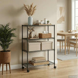 4-Tier Storage Shelf with Wheels 90x35x142 cm Black 200 kg 324628
