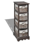 Wooden Storage Rack 4 Weaving Baskets Brown 240800