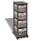 Wooden Storage Rack 4 Weaving Baskets Brown 240800