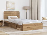 Bed Frame Artisian Oak 100 x 200 cm Solid Pine Wood 3412532