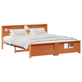 Bed Frame with Headboard Wax Brown 200 x 200 cm Solid Pine Wood 3394215