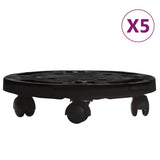 Plant Trolleys with Wheels 5 pcs Diameter 30 cm Black 170 kg 3143917