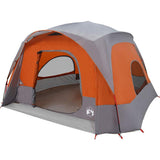 Family Tent Cabin 6-Person Grey and Orange Waterproof 4009557