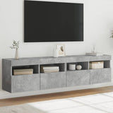 TV Wall Cabinets with LED Lights 2 pcs Concrete Grey 80x30x40 cm 837204