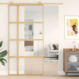 Sliding Door Gold 102.5x205 cm Clear ESG Glass and Aluminium 155192