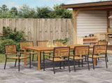 Garden Dining Set 9 pcs Black Solid Acacia Wood 3365526