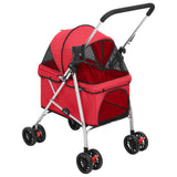 Folding Dog Stroller Red 76x50x100 cm Oxford Fabric 172199