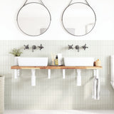 Basin Shelf Wall Mounted Steel and Solid Wood Acacia 3302704