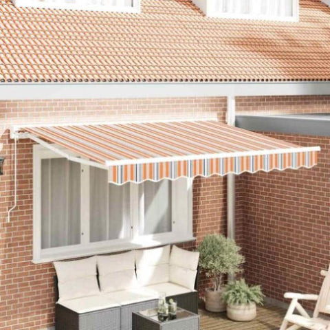 Retractable Awning Manual Multicolour Stripe 250x200 cm Fabric 3329409