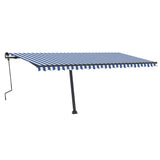 Manual Retractable Awning with LED 500x350 cm Blue and White 3069861