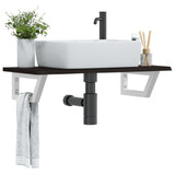 Basin Shelf Wall Mounted Steel and Solid Wood Oak 3302586