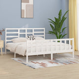 Bed Frame without Mattress White 200x200 cm Solid Wood Pine 3107634