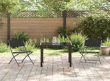 Garden Dining Set Folding 3 pcs Black Powder-Coated Steel 3379373