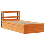 Bed Frame with Headboard Wax Brown 90x190 cm Single Solid Wood Pine 3306365