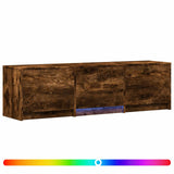 TV Cabinet with LED Smoked Oak 140 x 34 x 40 cm Engineered Wood 3418703