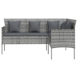 5 Piece L-shaped Couch Sofa Set with Cushions Poly Rattan Grey 318582