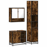 3 Piece Bathroom Furniture Set Smoked Oak Engineered Wood 3301117