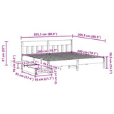 Bed Frame without Mattress White 200x200 cm Solid Wood Pine 3301855