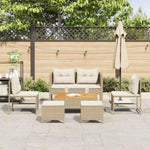 Garden Sofa Set 6 pcs Beige and cream Poly Rattan 4104703
