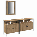 Bathroom Vanity Units with Shelf 3 pcs Brown Engineered wood 3334392
