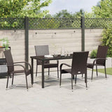 Garden Dining Set 5 pcs Brown Powder-Coated Steel 3379396