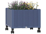 Garden Planter with Wheels Blue Grey 40 x 40 x 48 cm PP 3422911
