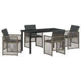 Garden Dining Set 5 pcs Grey Poly Rattan 3380626