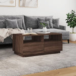 ZNTS Coffee Table with LED Lights Brown Oak 90x49x40 cm 839839