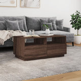 ZNTS Coffee Table with LED Lights Brown Oak 90x49x40 cm 839839