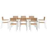 Outdoor Dining Set 9 pcs Solid Teak Wood and Stainless Steel 3334804