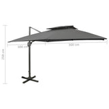 Cantilever Garden Parasol with Double Top 300x300 cm Anthracite 312372
