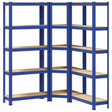 3 Piece 5-Layer Shelves Set Blue Steel&Engineered Wood 3307620