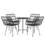 ZNTS 5 Piece Garden Dining Set Black Poly Rattan 3157838