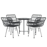 ZNTS 5 Piece Garden Dining Set Black Poly Rattan 3157838