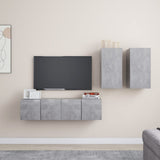4 Piece TV Cabinet Set Concrete Grey Engineered Wood 3079105