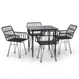 Garden Dining Set Black Poly Rattan Standard Durable 3157853