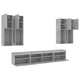 7 Piece TV Wall Cabinet Set with LED Lights Concrete Grey 3216774