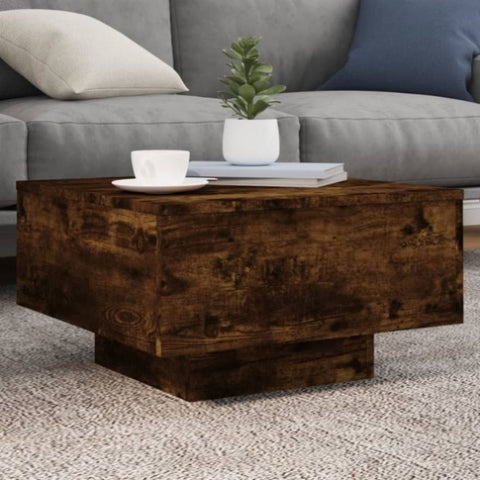 ZNTS Coffee Table with LED Lights Smoked Oak 55x55x31 cm 836578