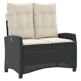 2 Piece Garden Dining Set with Cushions Black Poly Rattan 3277379