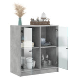 Side Cabinet with Glass Doors Concrete Grey 68x37x75.5 cm 836423