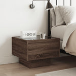 ZNTS Bedside Table with Infinity LED Brown Oak 40x40x30 cm 3284069