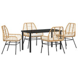 Garden Dining Set 5 pcs Brown Poly Rattan 3380864