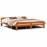 Bed Frame without Mattress Wax Brown 200x200 cm Solid Wood Pine 855462