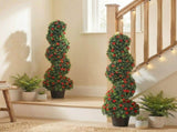 Decorative Artificial Plants Set of 2, UV Resistant Fake Plants in Pot for Indoor Outdoor Decor, T3398P554165
