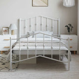 Metal Bed Frame without Mattress with Footboard White 100x200cm 373851