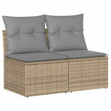 2 Piece Garden Sofa Set with Cushions Beige Poly Rattan Acacia 3325245
