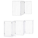 Dog Gate with Door Foldable 12 Panels White 600 cm Poplar Wood 3155539